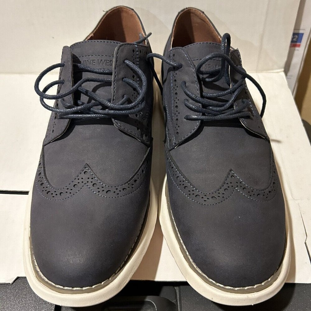 Nine West Men Sz 8.5 Jay Wingtip Oxford Shoes Blue Never worn - Dress Casual
